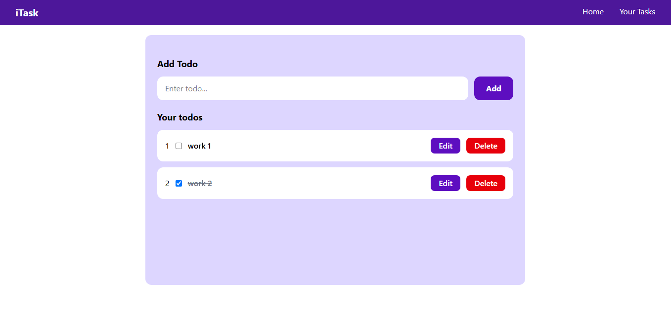 Todo manager application interface